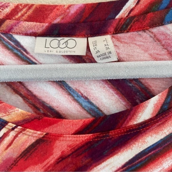 NWOT Logo Lori Goldstein Cotton Slub Top Persian red patch pocket size L - Picture 4 of 11